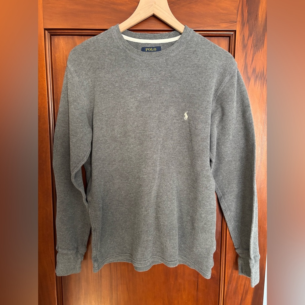 Polo Ralph Lauren Charcoal Waffle Long Sleeve Tee